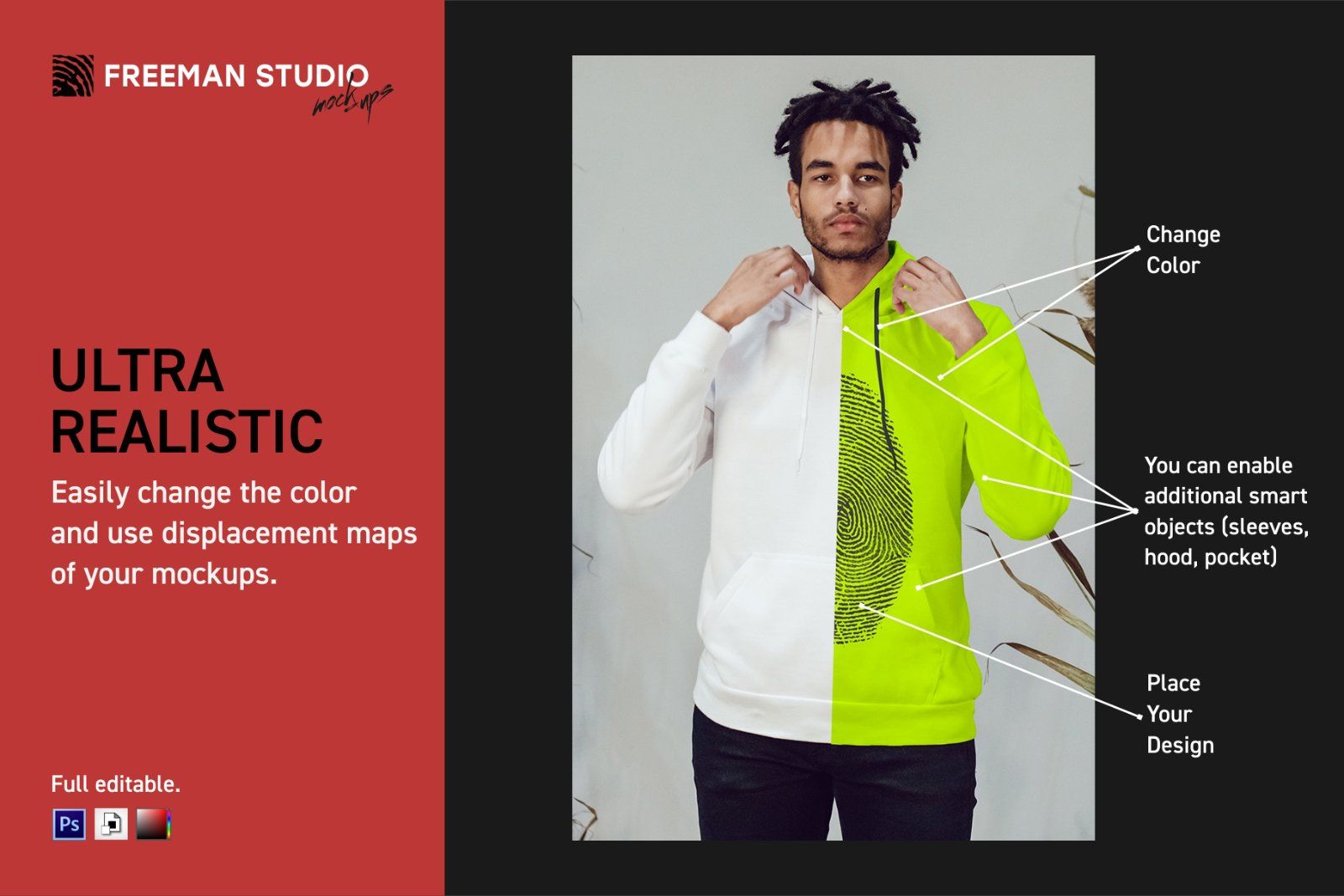 African Men Hoodie Mock-Up Set — image 3