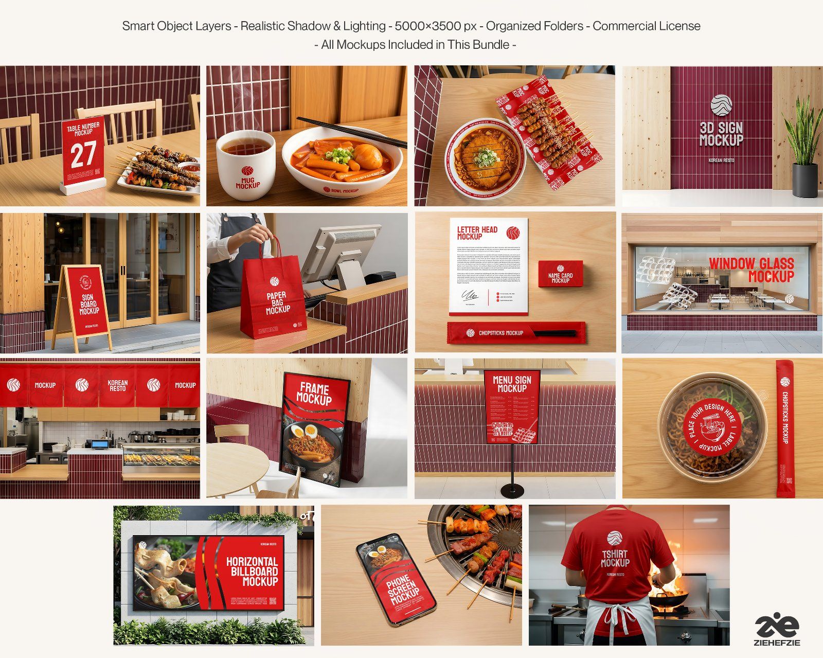 Korean Restaurant Mockup Bundle PSD – 15 Mockup Food Branding & Interior Design — image 2
