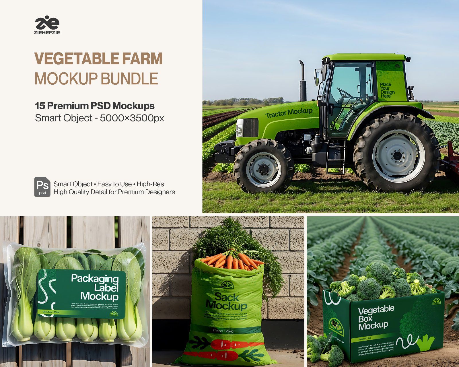Vegetable Farm Mockup Bundle PSD – Agriculture & Organic Food Branding Mockups — image 1
