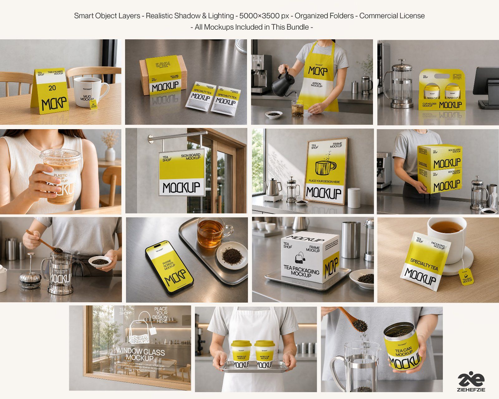 Premium Tea Shop Branding Mockup Bundle – 15 Aesthetic PSD Scenes for Tea House & Artisan Packaging — image 2
