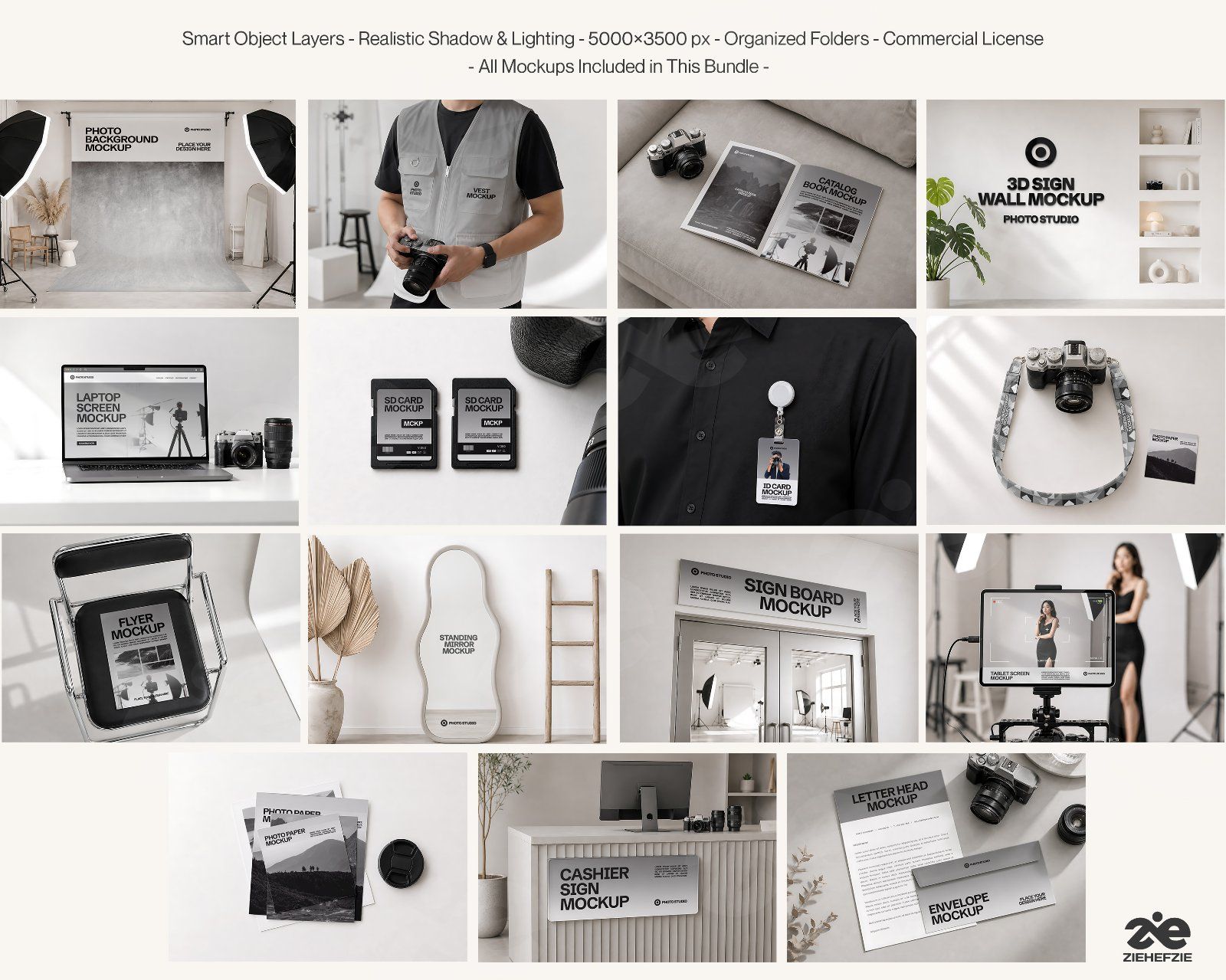 Premium Studio Photography Branding Mockup Bundle – 15 Creative Production PSD Scenes for Photo Stud — image 2