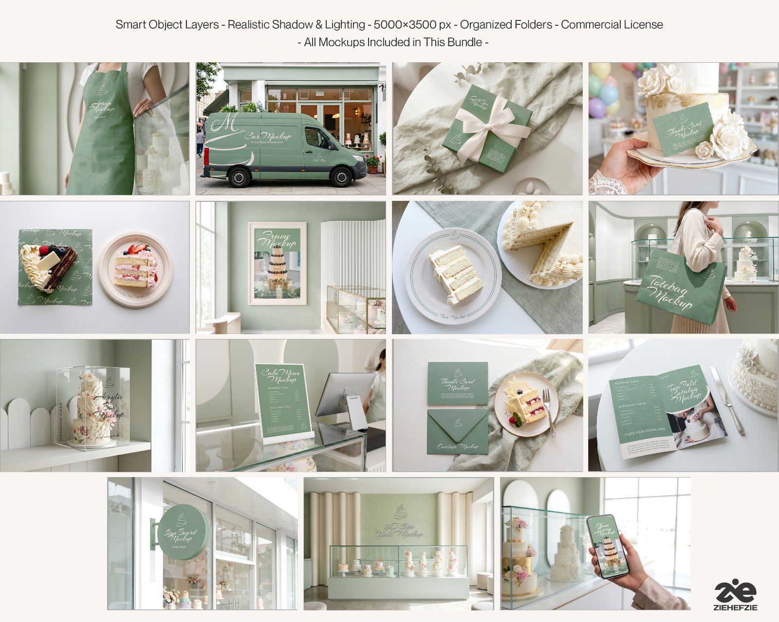 Premium Custom Cake Shop Branding Mockup Bundle – 15 Aesthetic PSD Scenes for Bakery & Patisserie Id — image 2