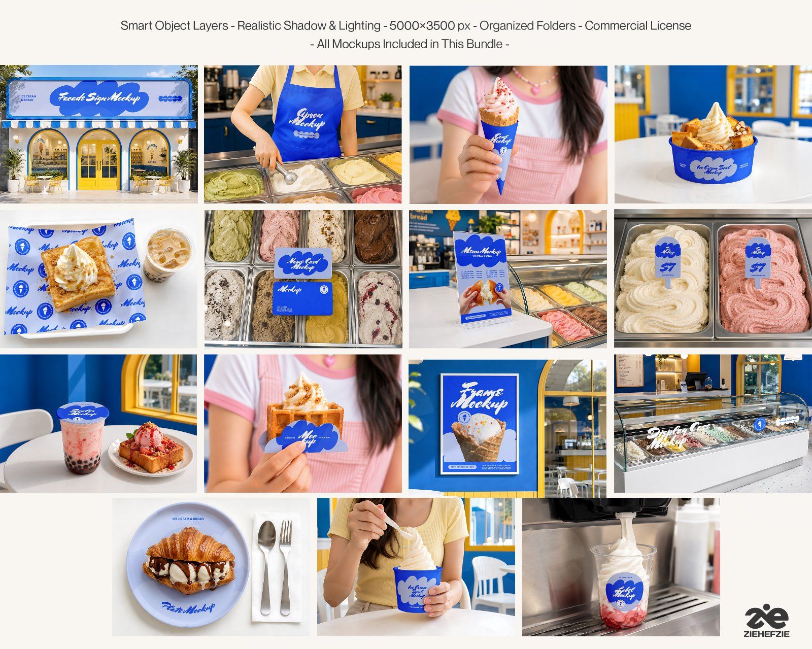 Premium Ice Cream & Bakery Branding Mockup Bundle – 15 Sweet PSD Scenes for Dessert Cafes, Food Pack — image 2