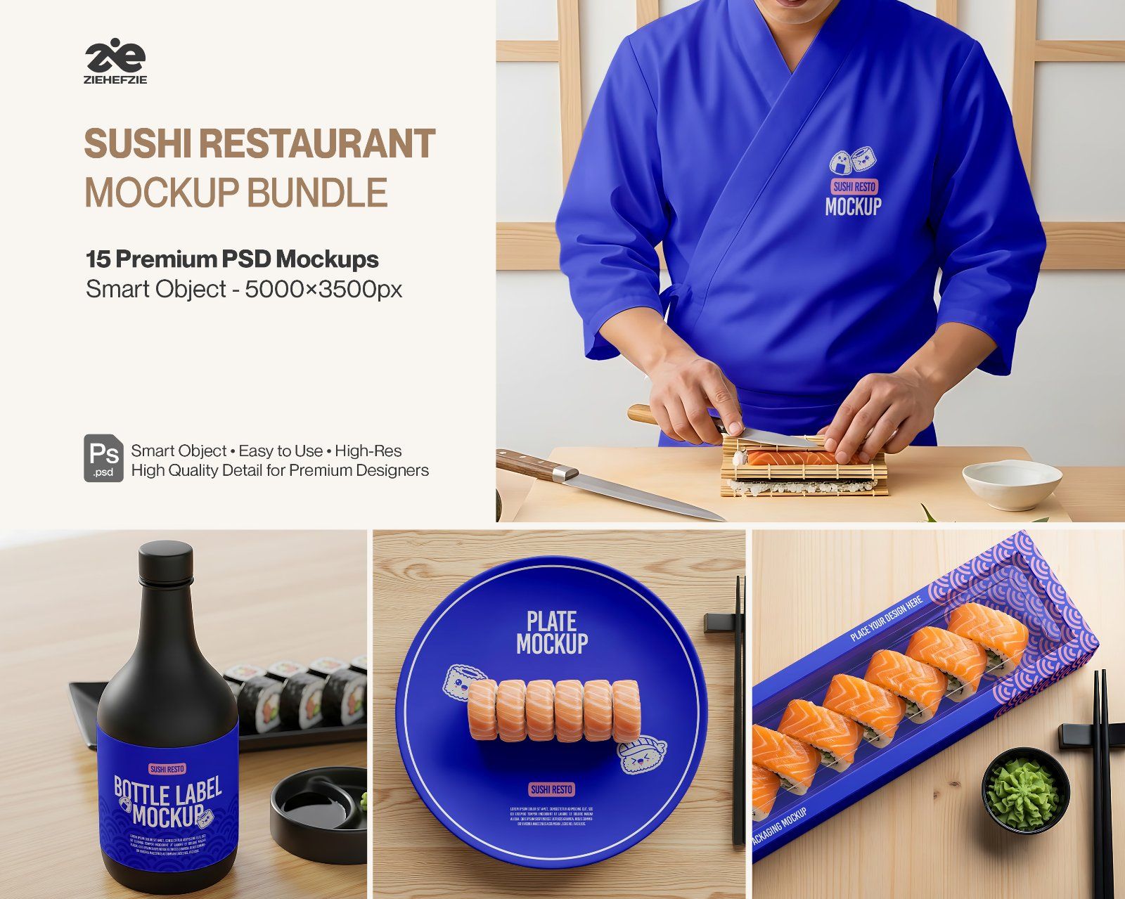 15 Premium Sushi Restaurant Bundle PSD Set for Japanese Restaurant — image 1