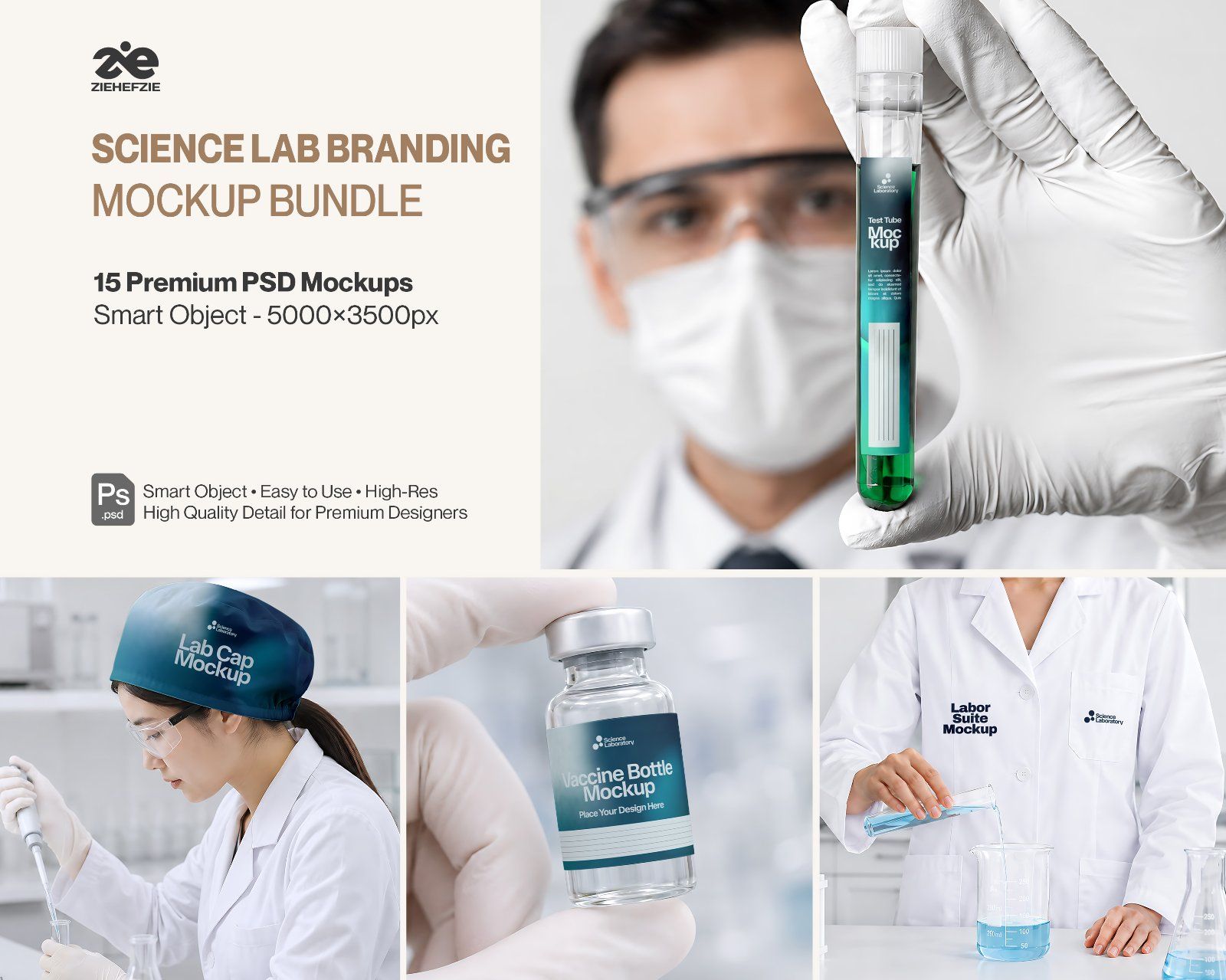 Premium Science Lab Branding Mockup Bundle – 15 Medical PSD Scenes for Pharmaceutical, Healthcare & — image 1