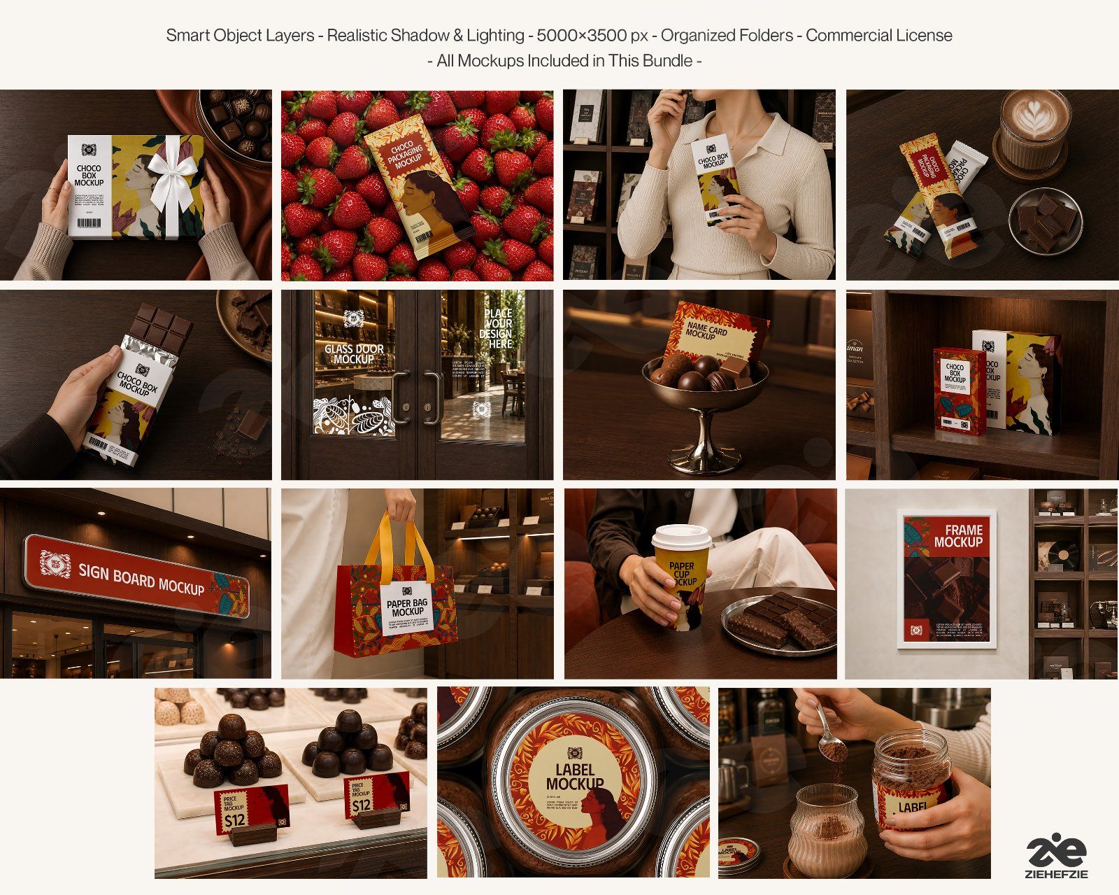 Premium Chocolate Branding Mockup Bundle – 15 Gourmet PSD Scenes for Artisan Packaging, Chocolate Ba — image 2