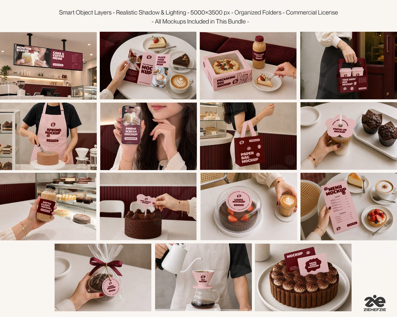 Premium Cake & Coffee Shop Branding Mockup Bundle – 15 Aesthetic PSD Scenes for Bakeries, Cafes — image 2