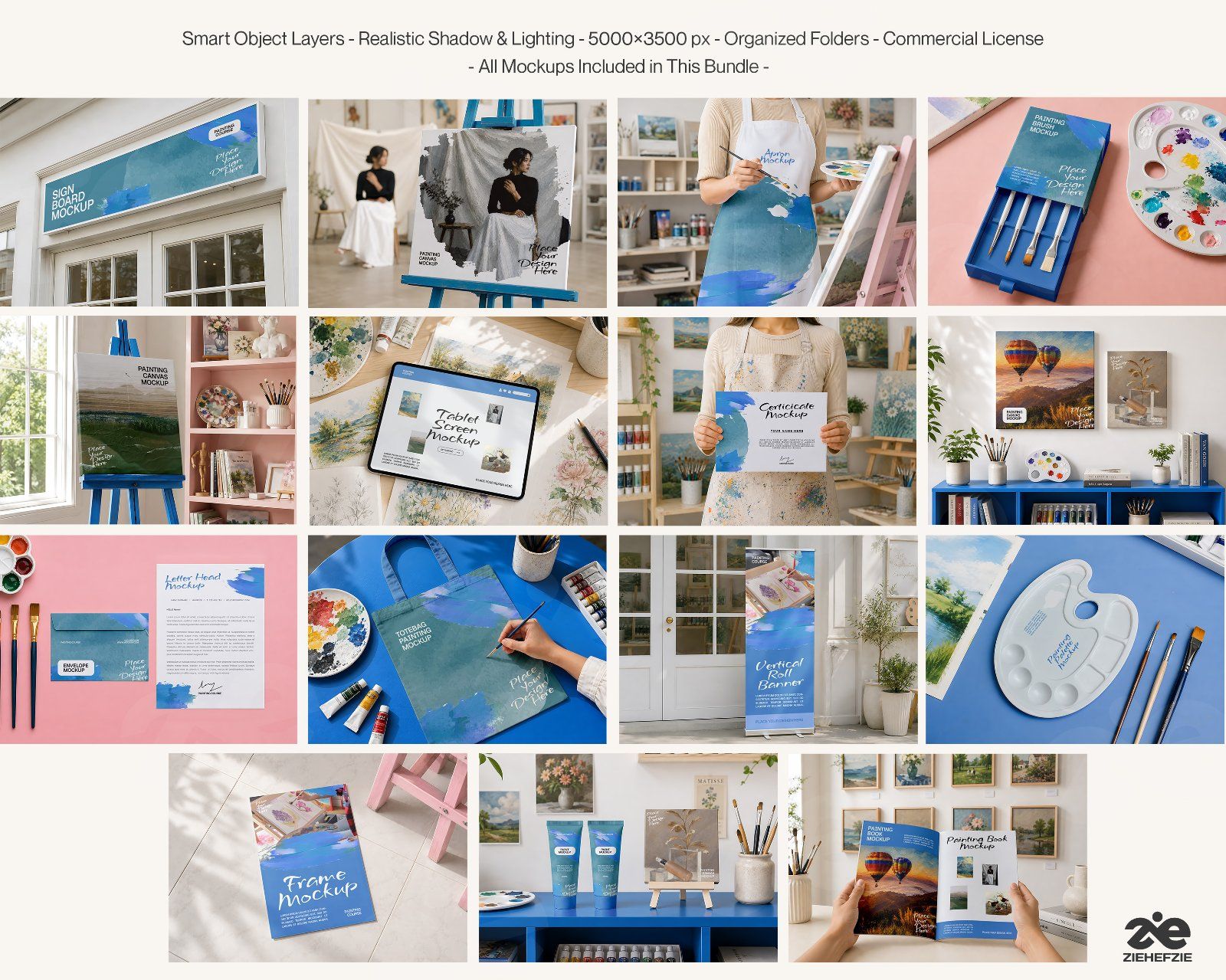 Premium Art Studio & Painting Mockup Bundle – 15 Creative PSD Scenes for Artists, Fine Art Branding — image 2