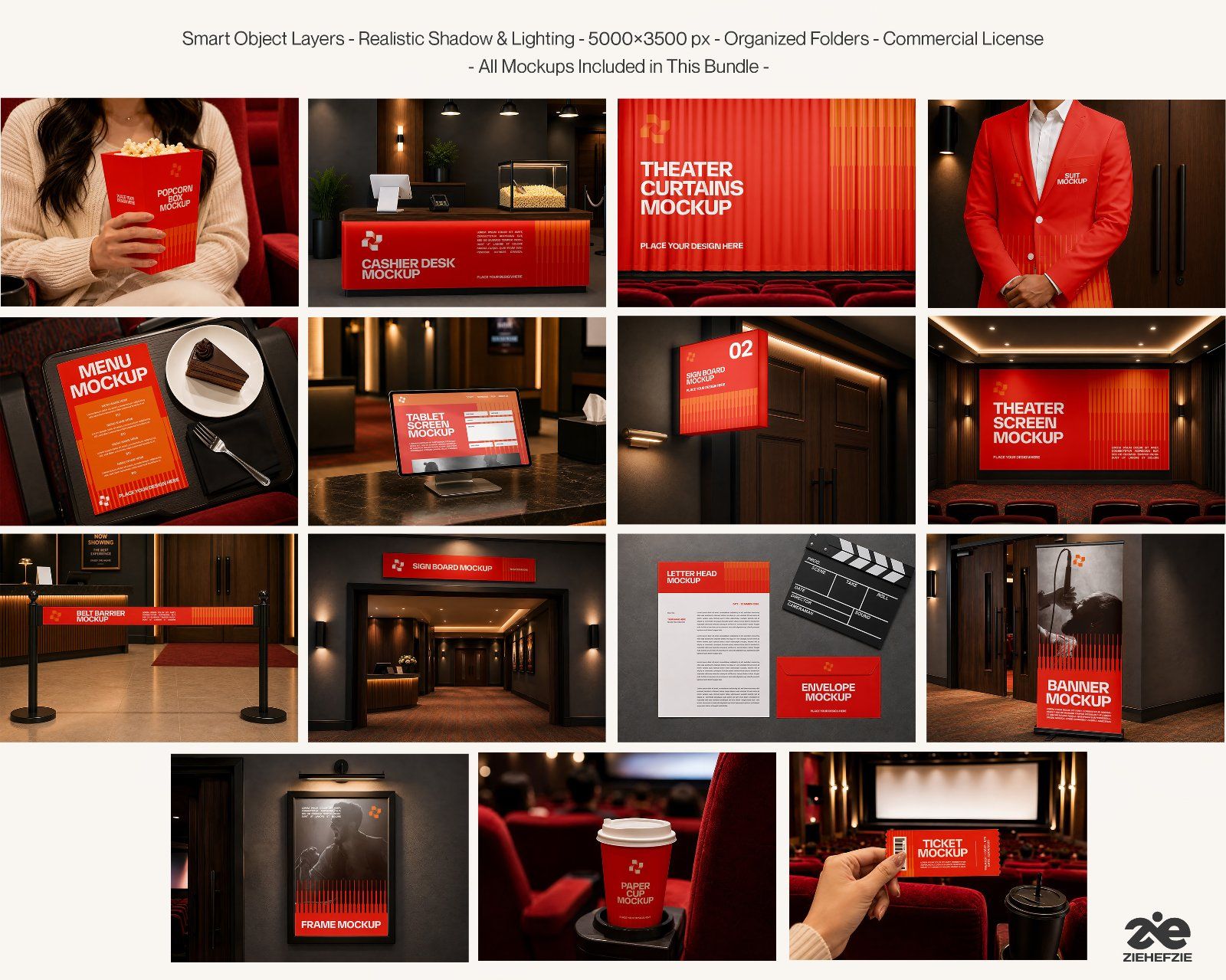 Premium Cinema Branding Mockup Bundle – 15 Cinematic PSD Scenes for Theater, Movie & Entertainment I — image 2