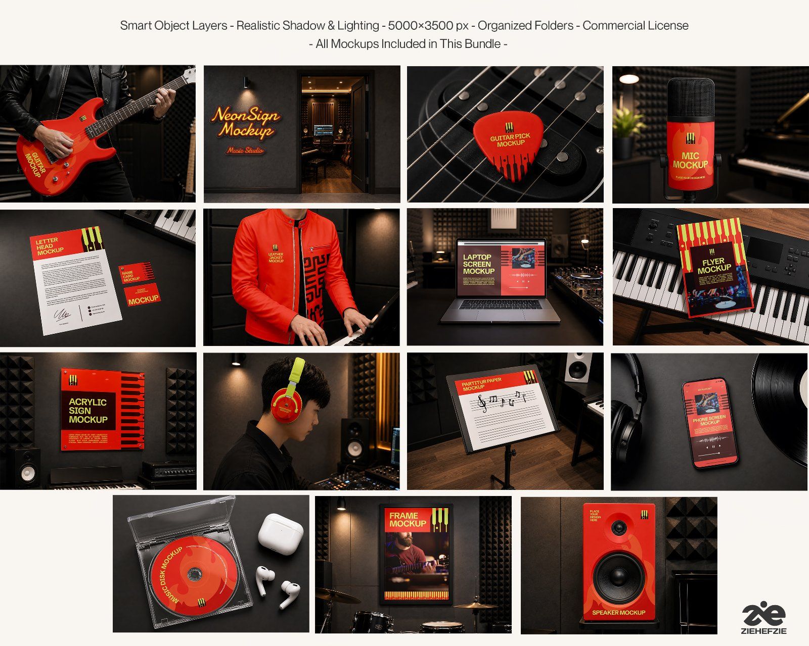 Premium Music Studio Branding Mockup Bundle – 15 Premium PSD Scenes for Audio & Record Label Identit — image 2