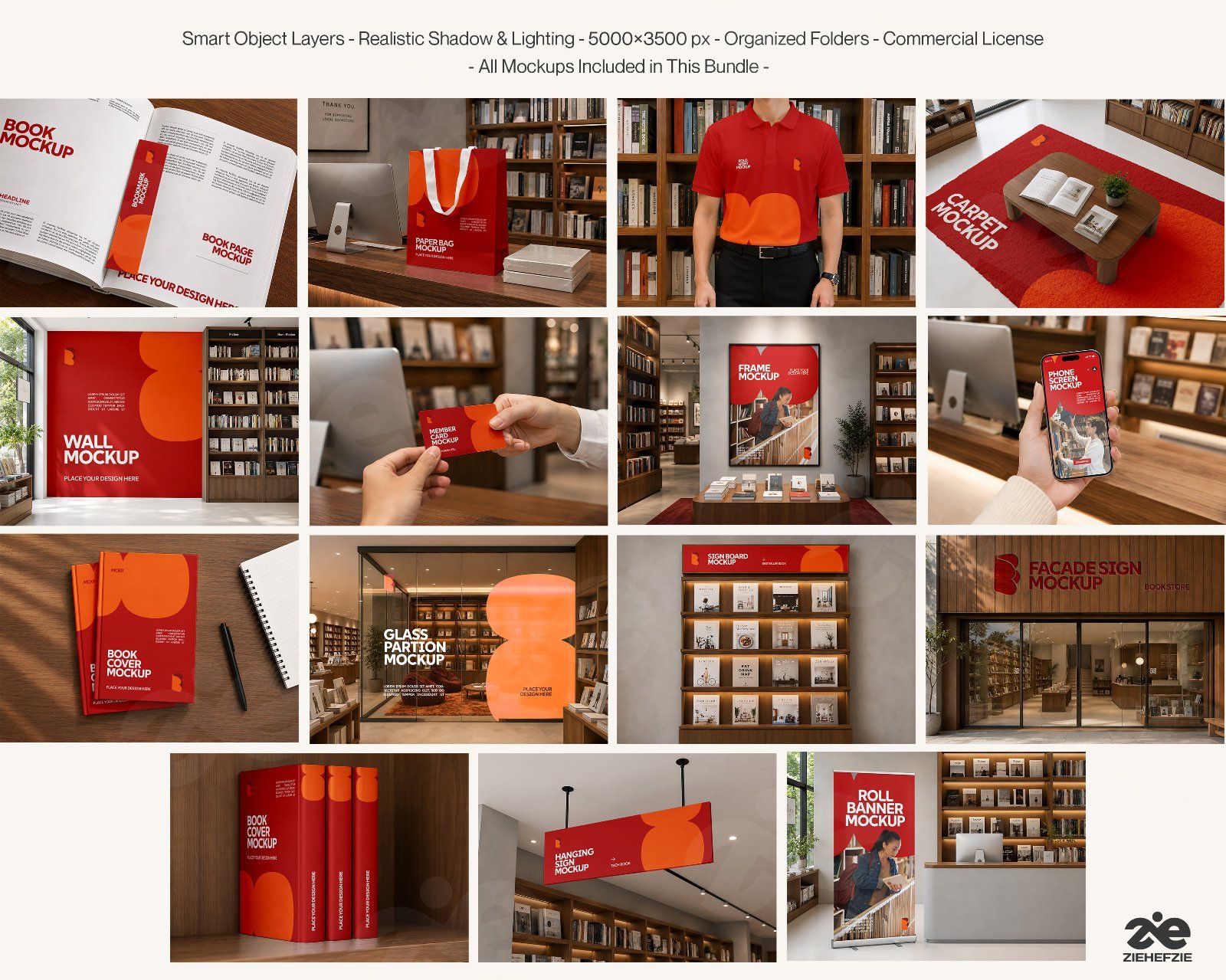 Premium Book Store Branding Mockup Bundle – 15 Literary PSD Scenes for Bookstores, Publishing Houses — image 2
