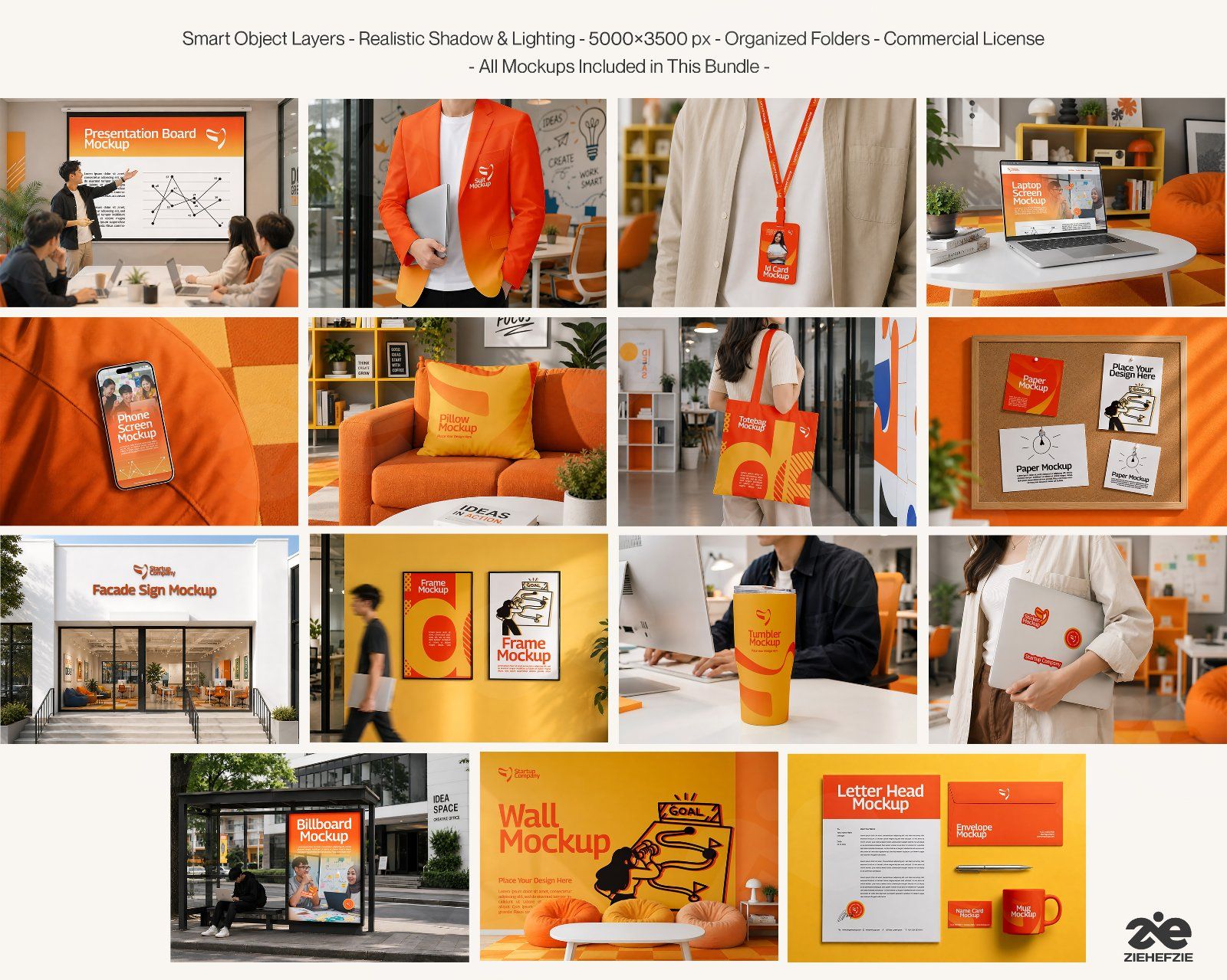 Premium Startup Company Branding Mockup Bundle – 15 Creative Corporate PSD Scenes for Tech Startups, — image 2