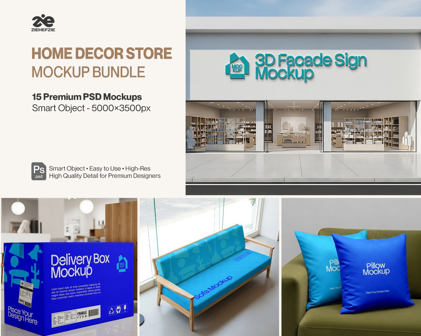 Home Decor Store Mockup Bundle PSD – Interior Branding & Retail Display — image 1