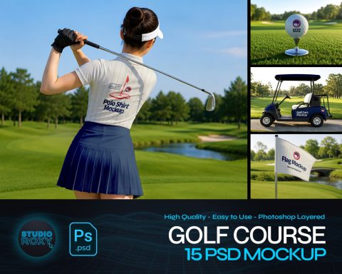 Premium Golf Course Branding Mockup Bundle – 15 Luxury PSD Scenes for Club, Tournament & Apparel Ide