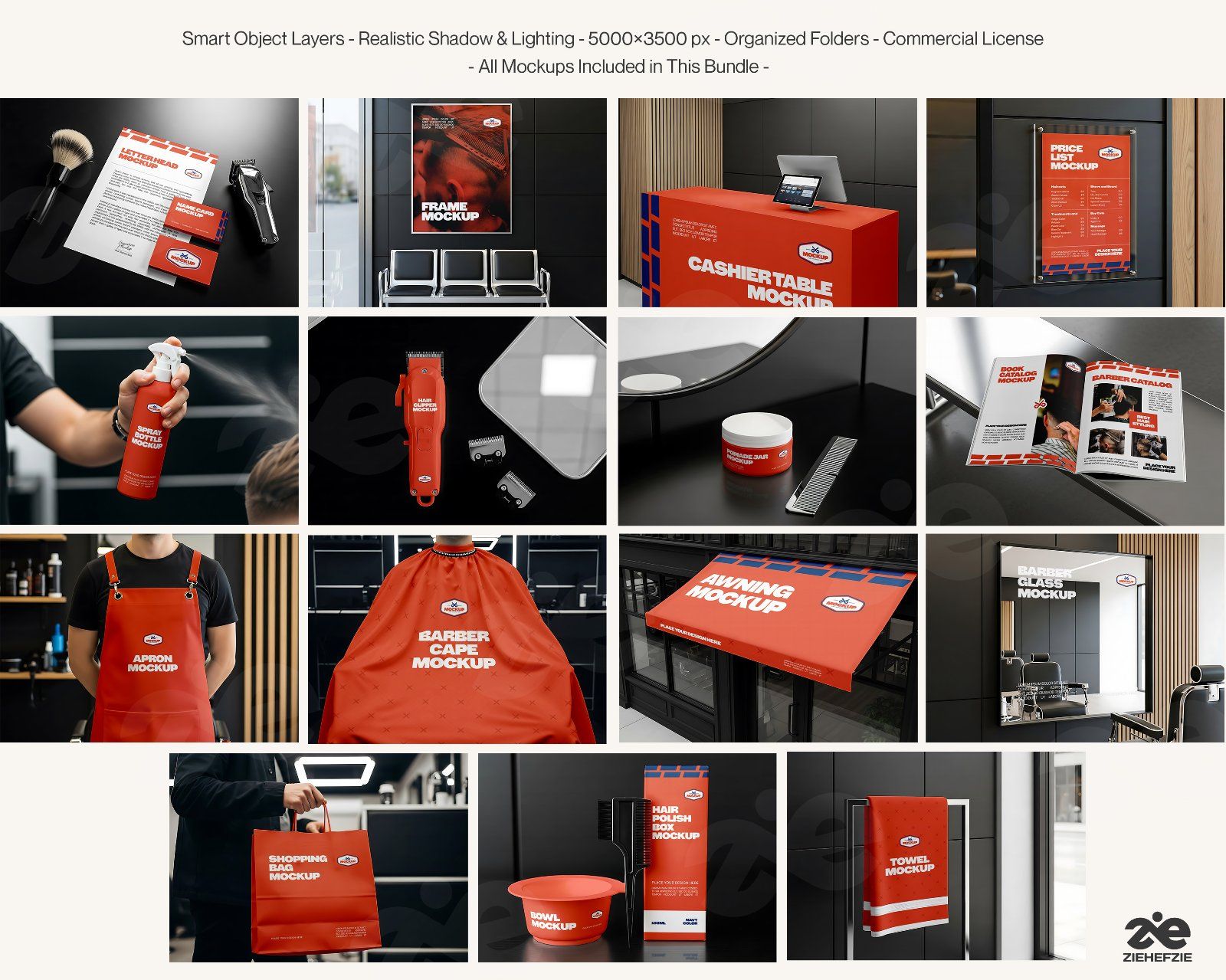 Barbershop Mockup Bundle – 15 Premium PSD for Barber Branding & Grooming Products — image 2