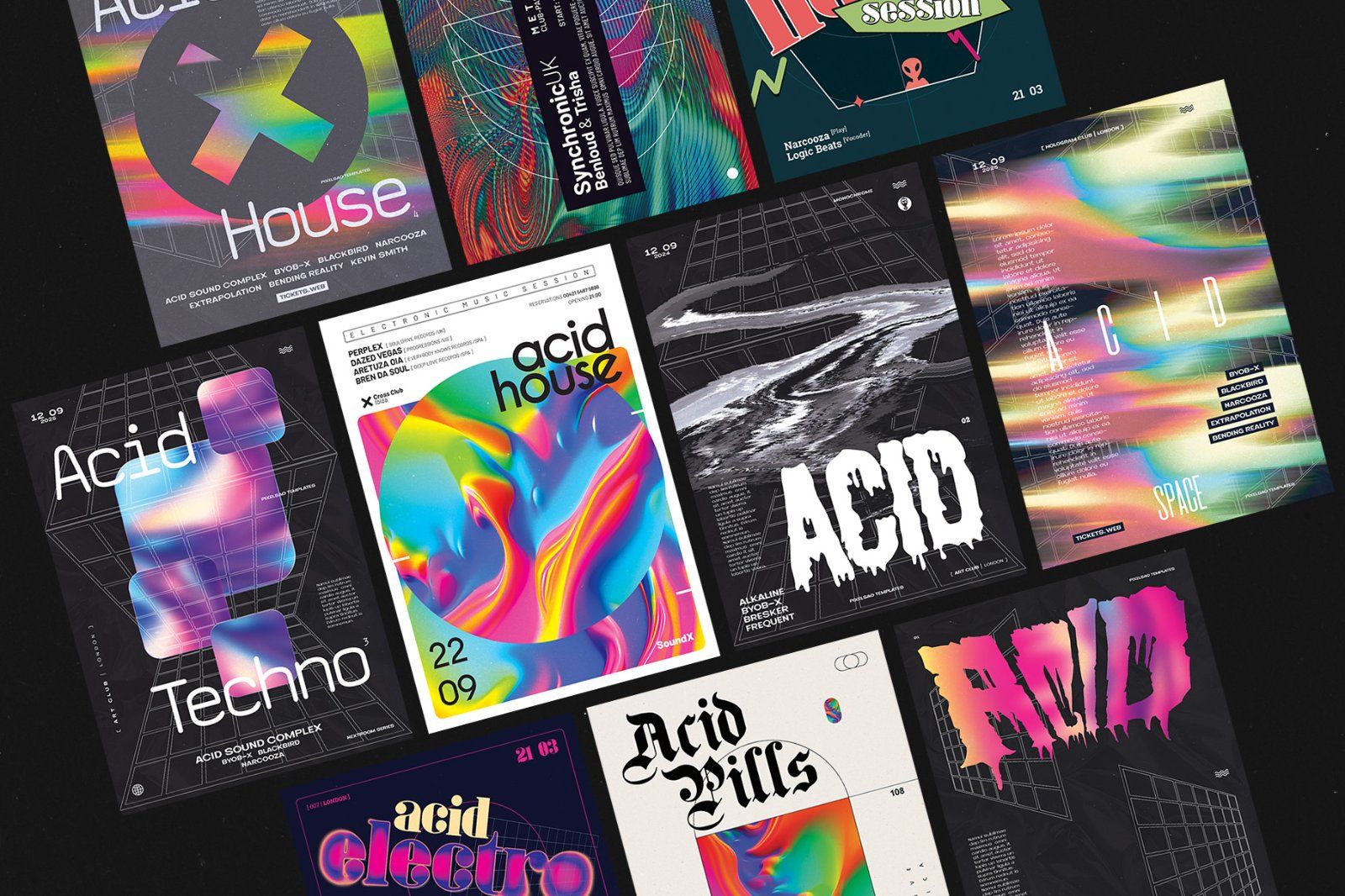 Acid Party Flyer, Poster Templates Bundle — image 3