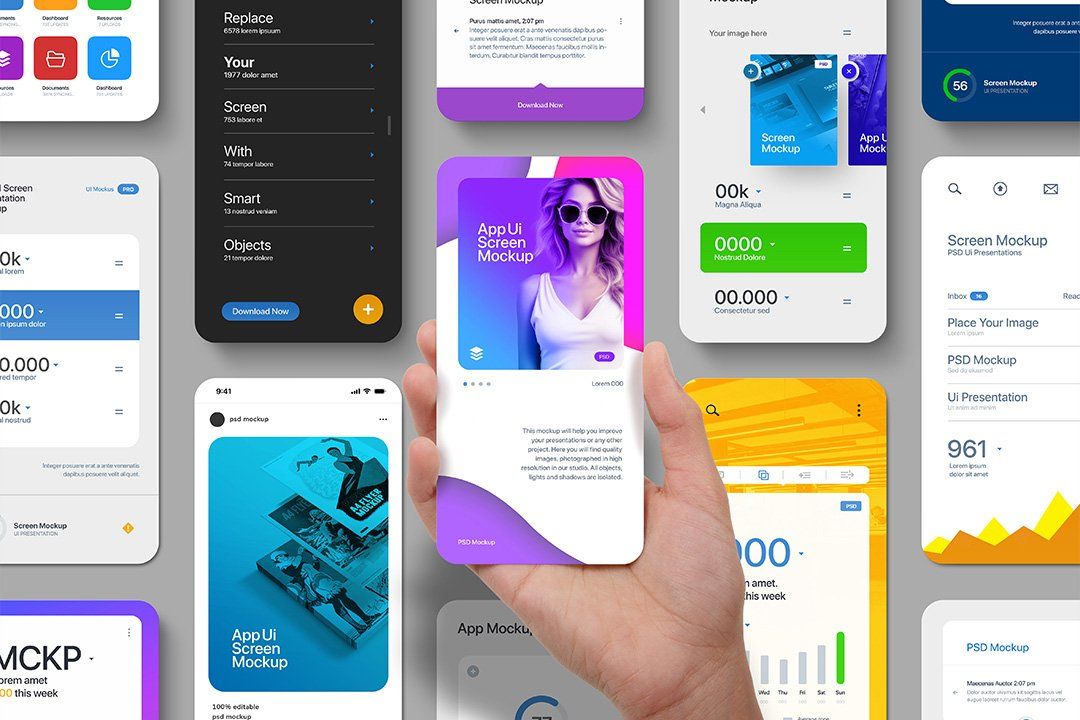 App UI Screen Mockup – Hand Holding (13 Objects) — image 1