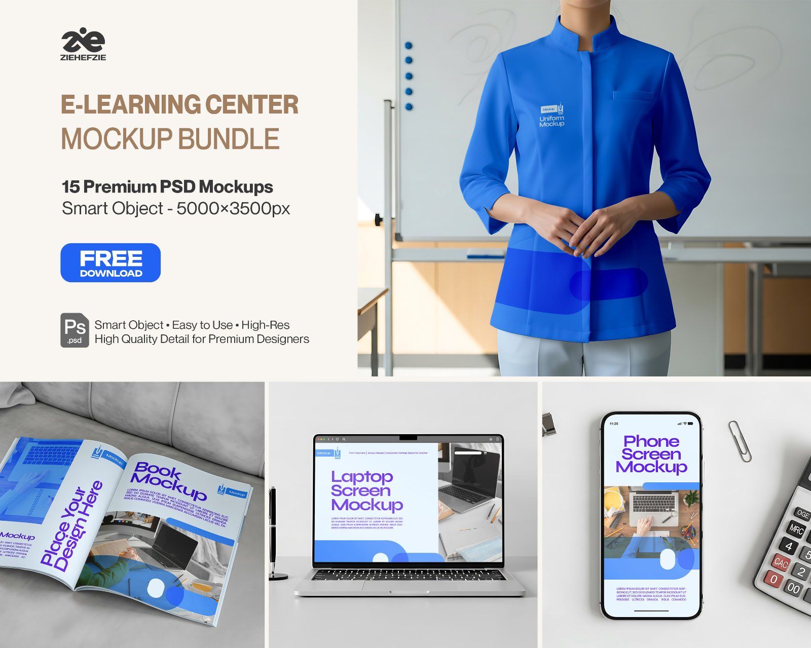 E-Learning Center Premium Education Branding PSD Mockups for Online Courses & Training Centers — image 1
