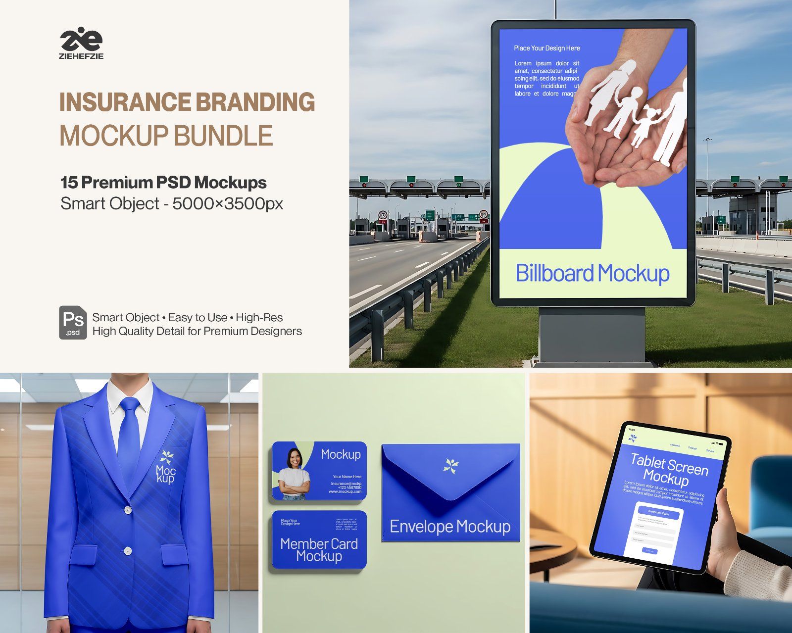 Premium Corporate Identity 15 PSD Mockups for Insurance & Protection Brands — image 1