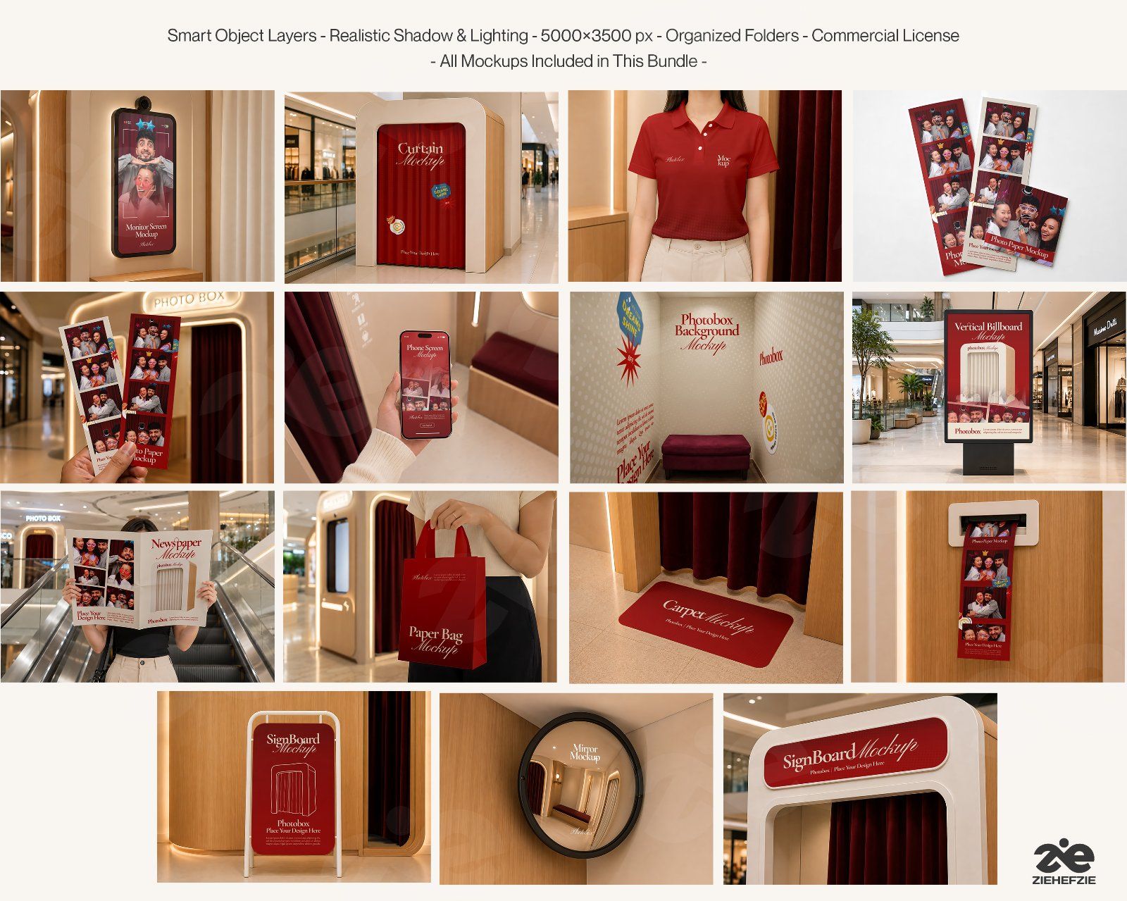 Premium Photo Box Rental Mockup Bundle – 15 Gen-Z PSD Scenes for Photobox Strips, Curtain Booths — image 2