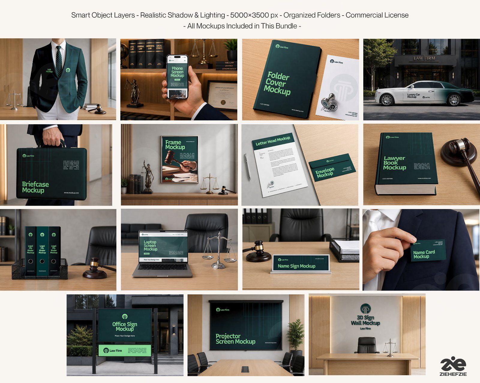 Premium Law Firm Branding Mockup Bundle – 15 Corporate PSD Scenes for Attorney, Lawyer — image 2