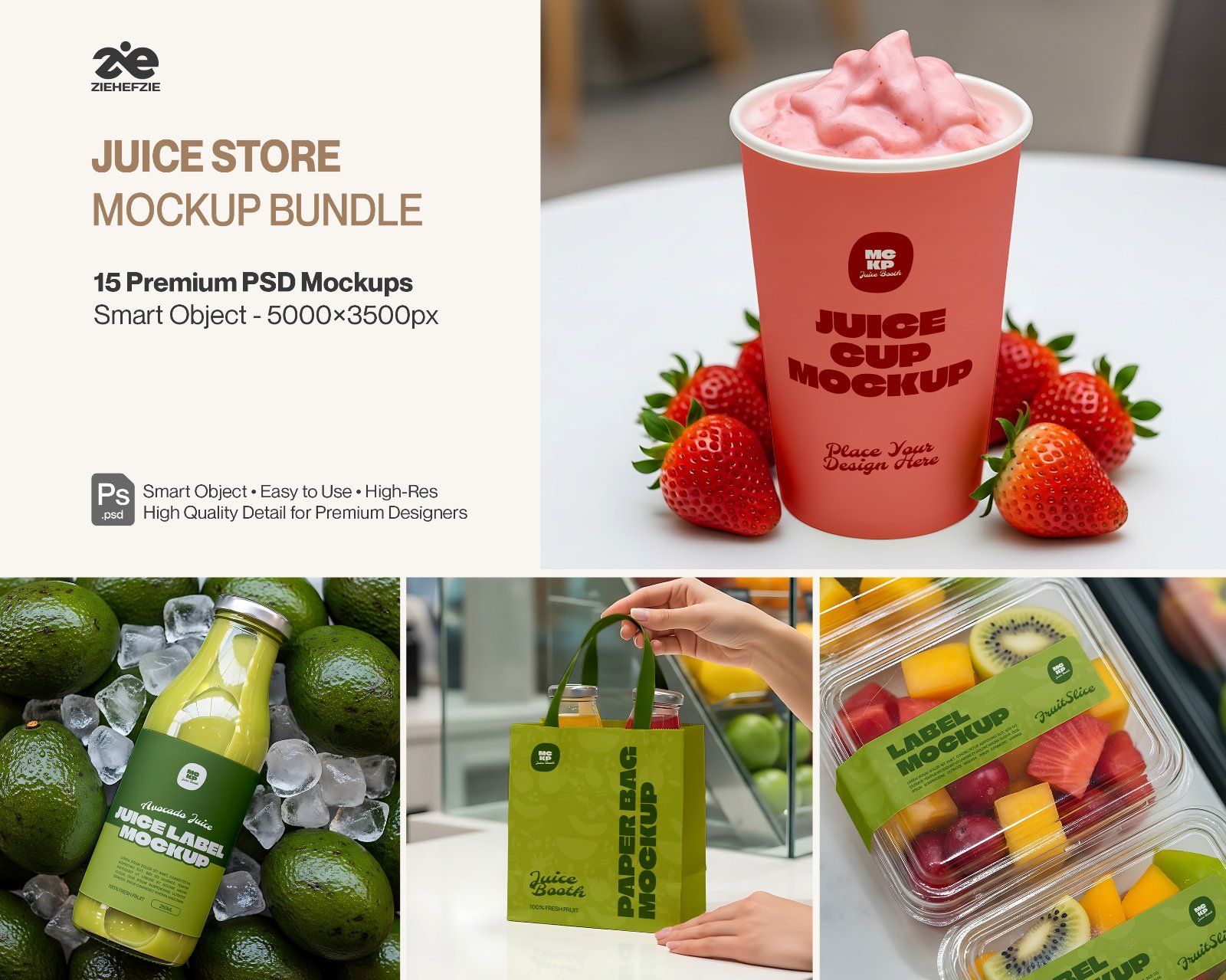 Juice Store Mockup Bundle Fresh Juice Branding & Packaging — image 1