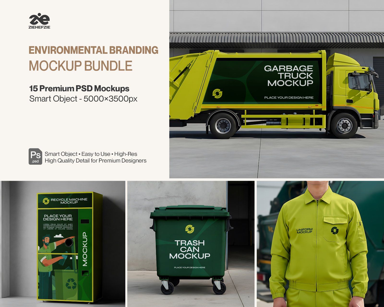 Premium Environmental Branding 15 PSD Mockups for Waste & Recycling Services — image 1