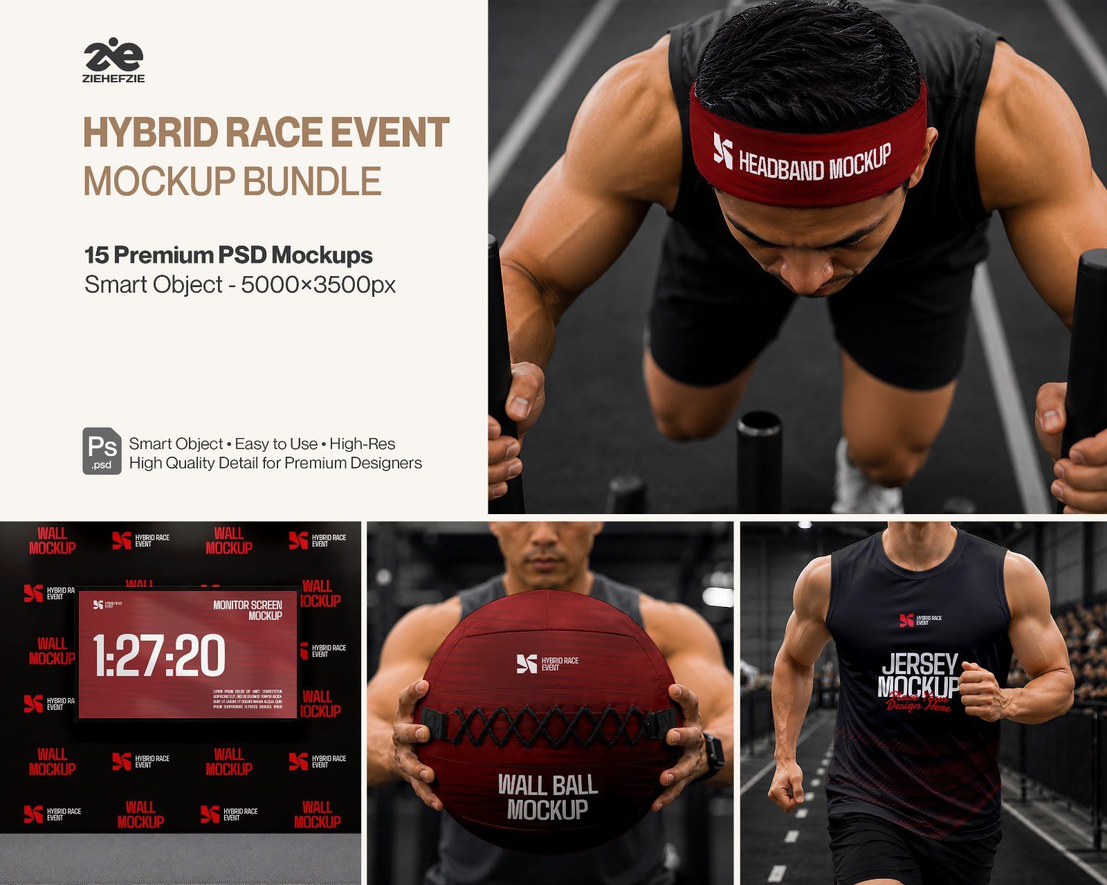 Premium Hybrid Race Event Mockup Bundle – 15 Tactical Sports PSD Scenes for Fitness Racing, Hyrox & — image 1