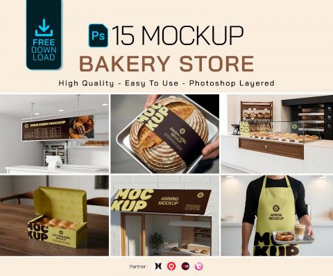Premium Branding Brown Bakery Store Mockup
