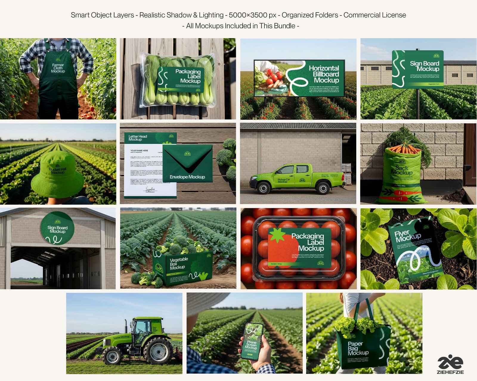 Vegetable Farm Mockup Bundle PSD – Agriculture & Organic Food Branding Mockups — image 2