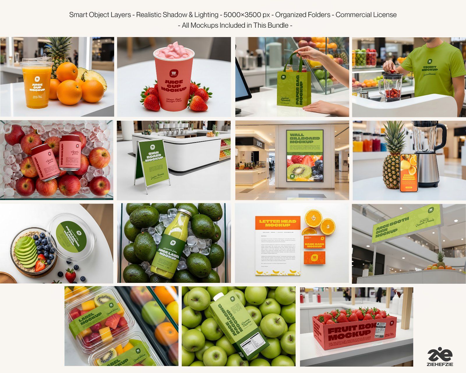 Juice Store Mockup Bundle Fresh Juice Branding & Packaging — image 2