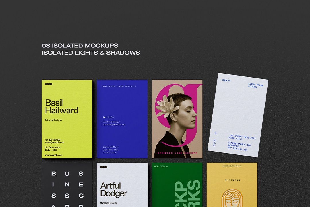 Business Card Mockup – Vertical 8.5 × 5.5 cm (8 Objects) — image 2