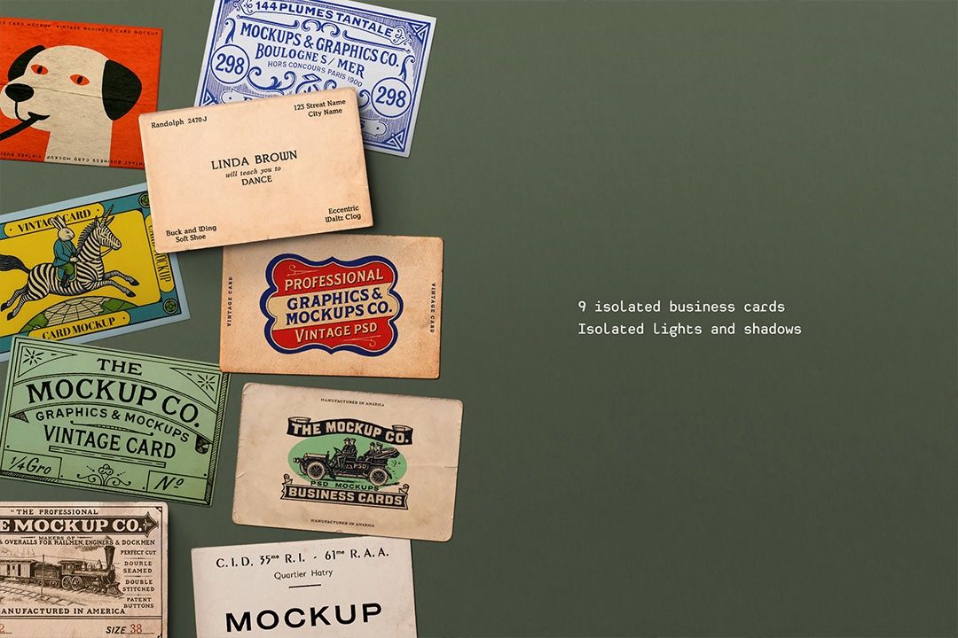 Business Card Mockup – Vintage Flat-Lay (9 Objects) — image 2