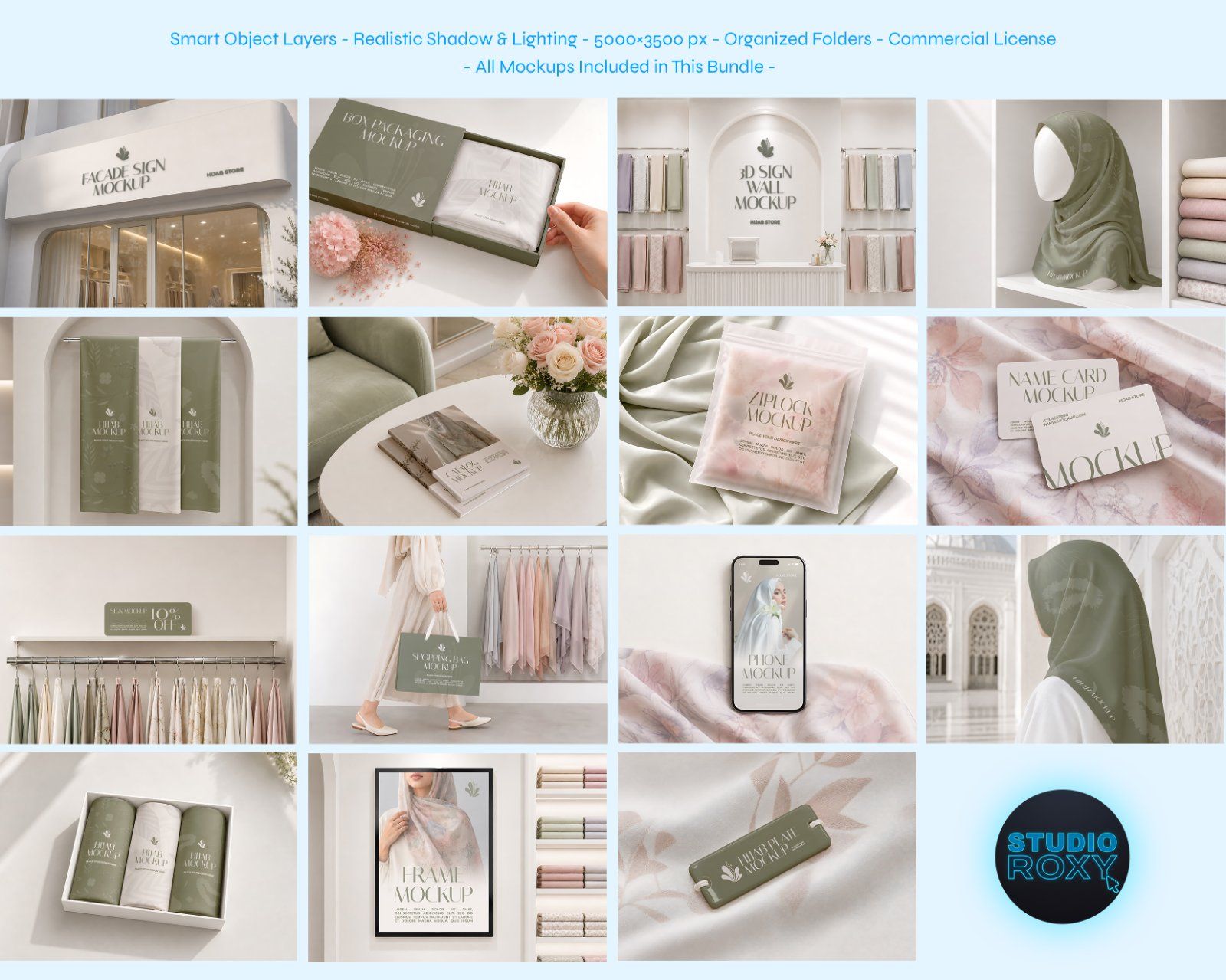 Premium Muslim Clothing Store Mockup Bundle – 15 Aesthetic PSD Scenes for Hijab Boutique, Modest Fas — image 2