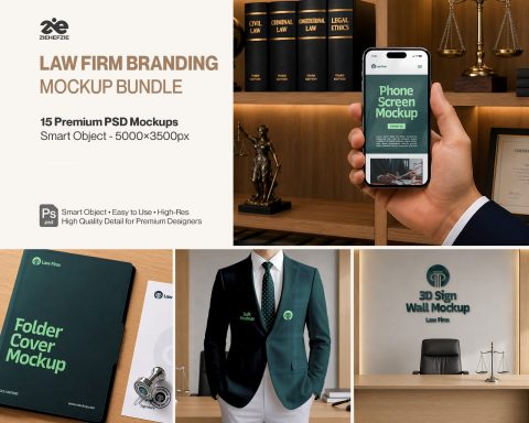 Premium Law Firm Branding Mockup Bundle – 15 Corporate PSD Scenes for Attorney, Lawyer