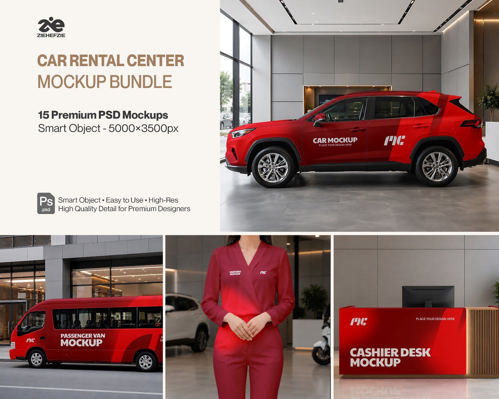 Ultimate Car Rental Branding Mockup Bundle – 15 Premium PSD Scenes for Automotive Travel & Fleet Ide — image 1