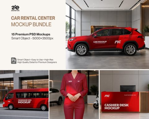 Ultimate Car Rental Branding Mockup Bundle – 15 Premium PSD Scenes for Automotive Travel & Fleet Ide