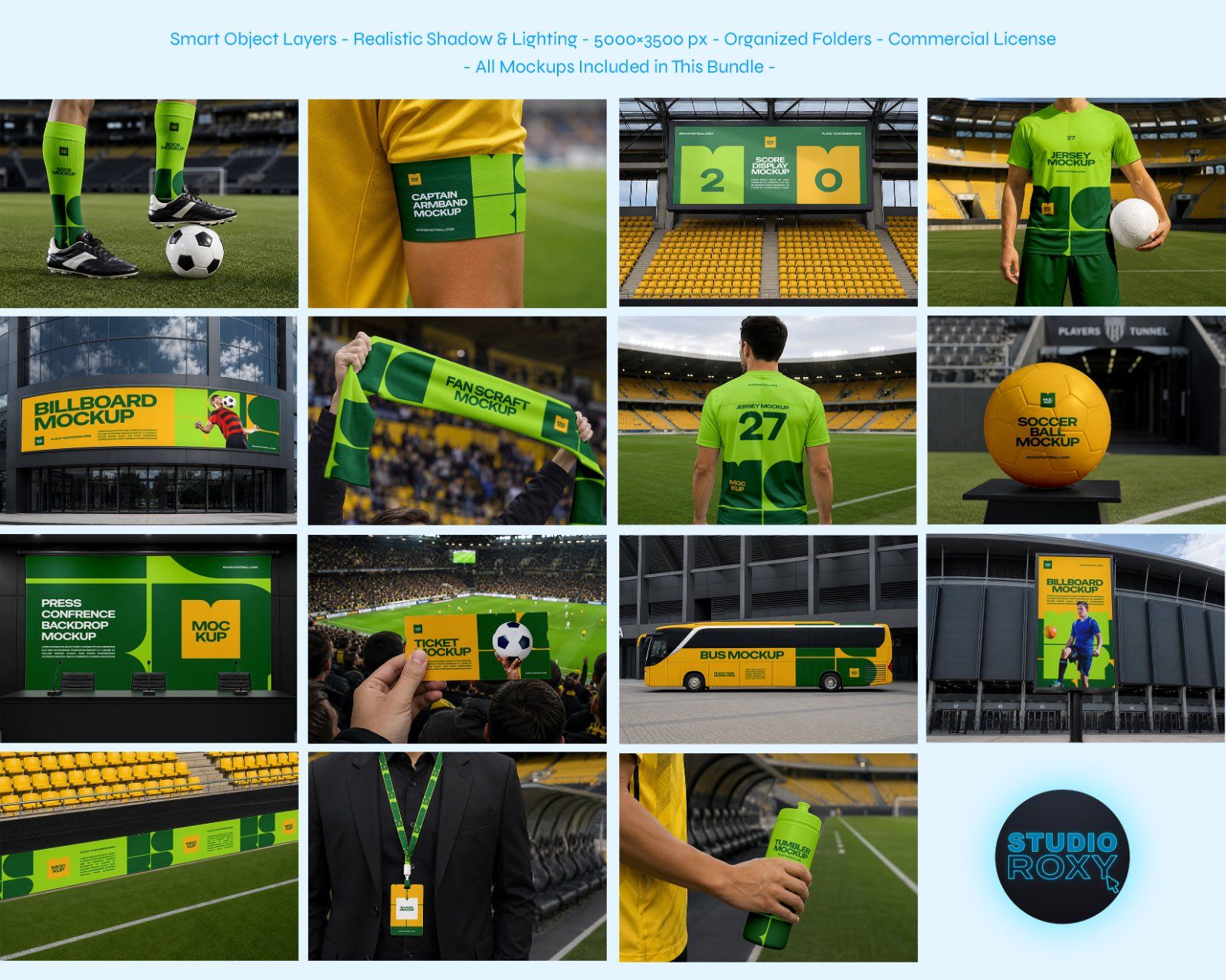 Premium Football Competition Mockup Bundle – 15 Stadium PSD Scenes for Soccer Kits, Fan Merchandise — image 2