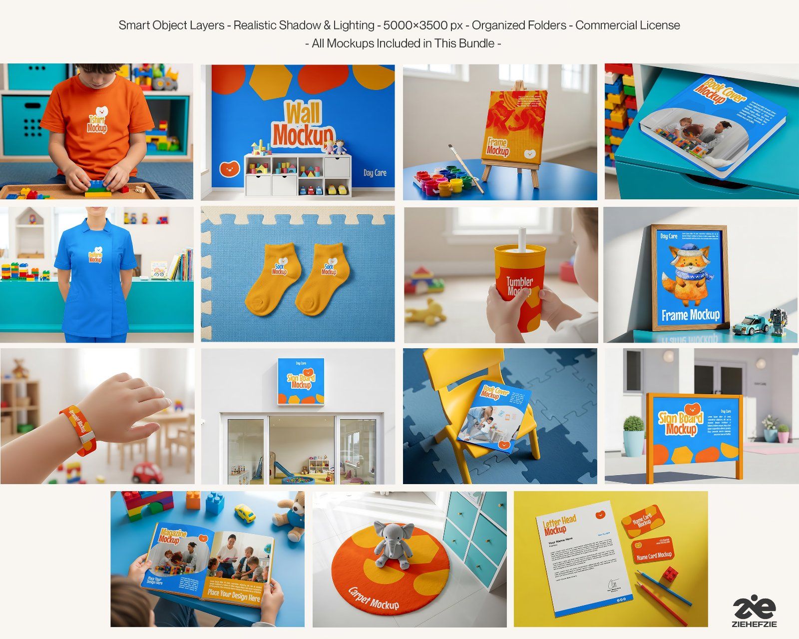 Premium Kids Day Care Mockup BundleKindergarten Branding PSD Mockups — image 2