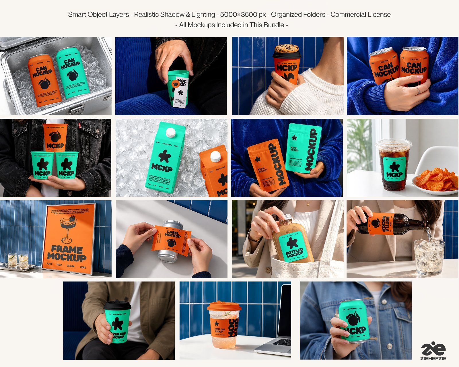 Premium Beverage Packaging Mockup Bundle – 15 Bold PSD Scenes for Modern Juice, Coffee & Soda Brandi — image 2