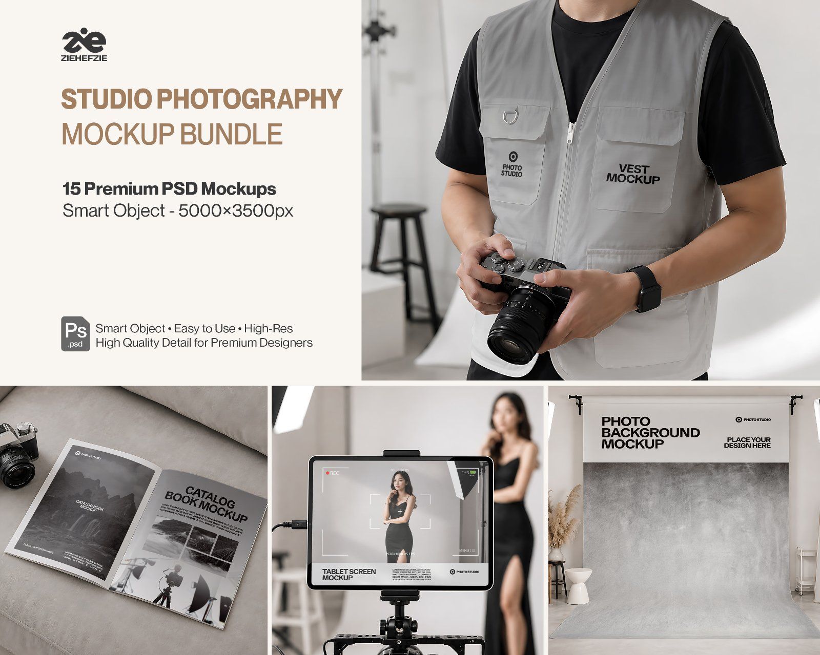 Premium Studio Photography Branding Mockup Bundle – 15 Creative Production PSD Scenes for Photo Stud — image 1