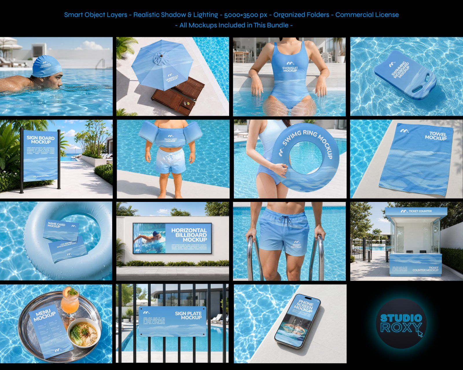Premium Swimming Pool Mockup Bundle – 15 Aesthetic PSD Scenes for Swimwear, Resort & Aquatic Sports — image 2