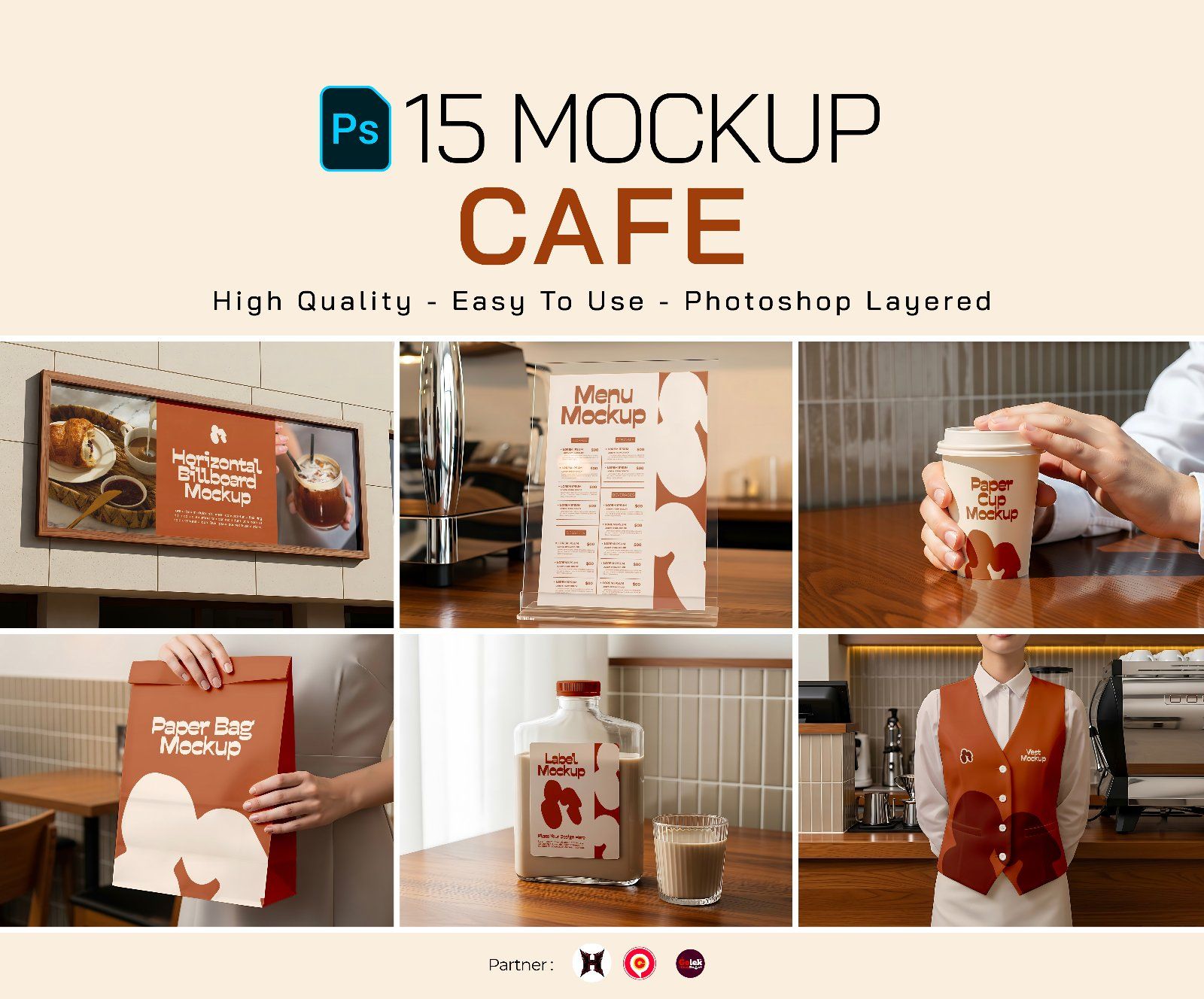 Premium Branding Brown Cafe Mockup — image 1