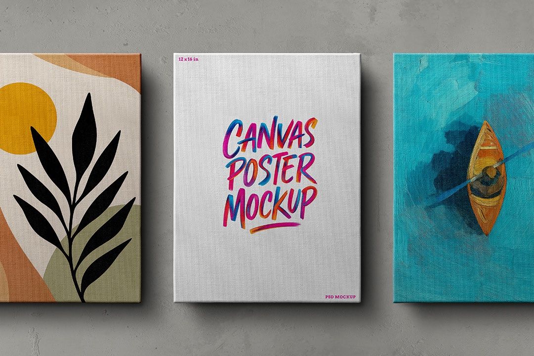 Canvas Mockup Set 12 x 16 in (3 Objects) — image 1