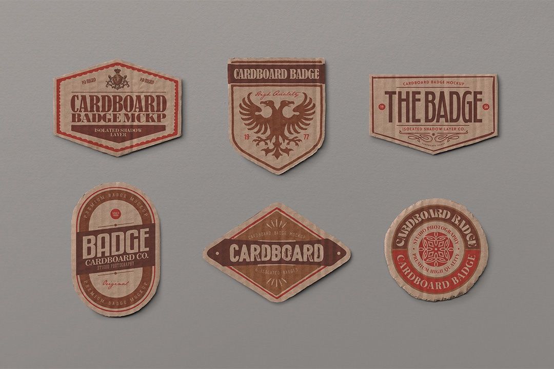 Cardboard Badge Mockup Set (6 Objects) — image 1
