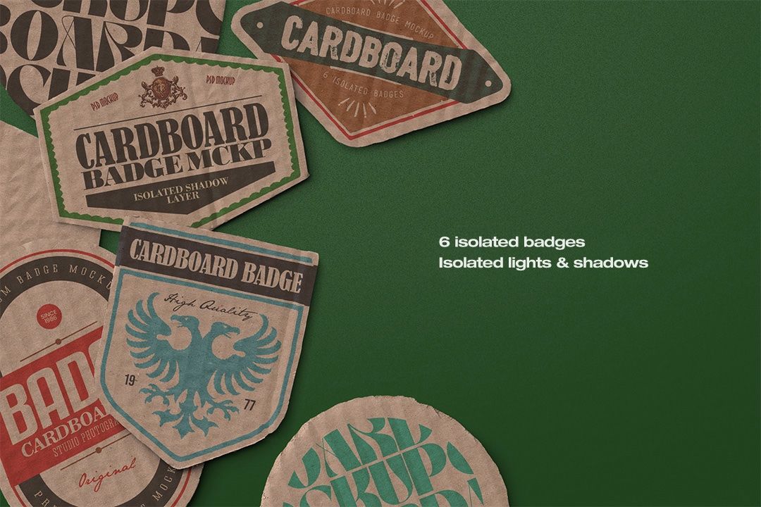 Cardboard Badge Mockup Set (6 Objects) — image 2