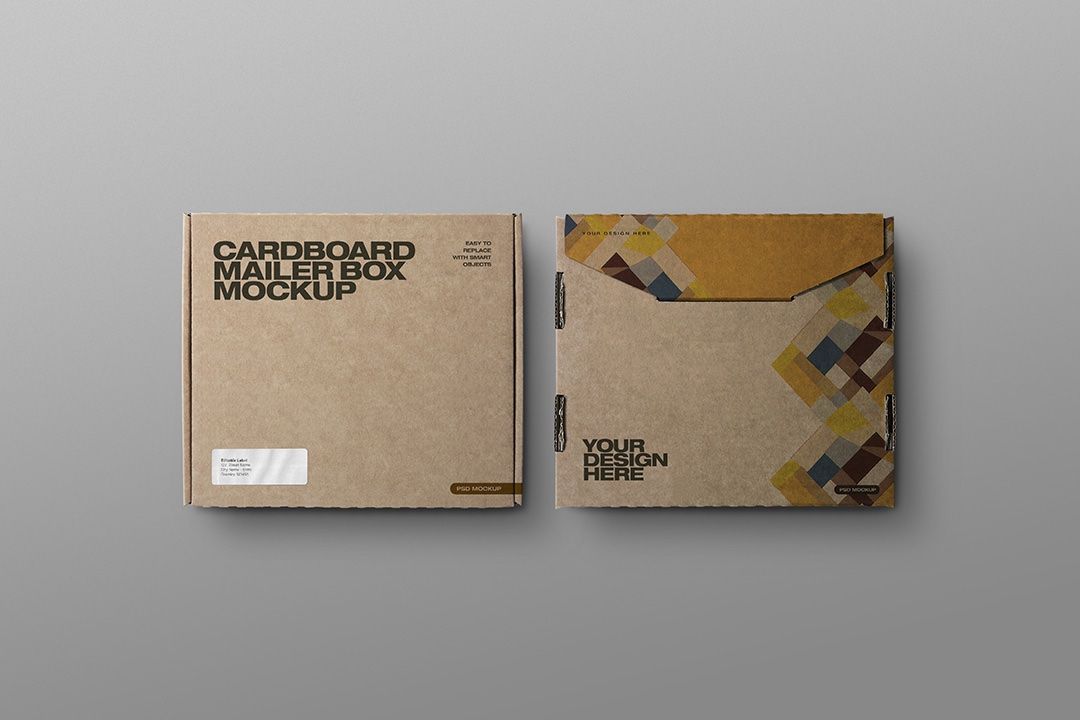 Cardboard Mailer Box Mockup (2 Objects) — image 1