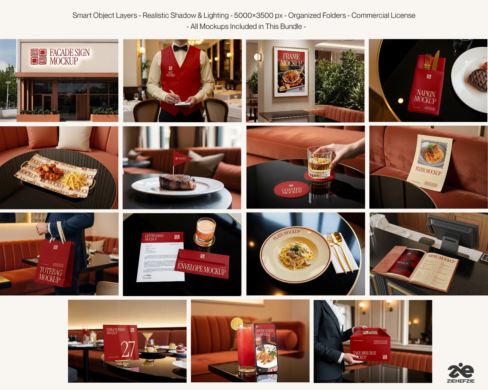 15 Premium Fancy Restaurant Mockup Bundle Restaurant Branding — image 2