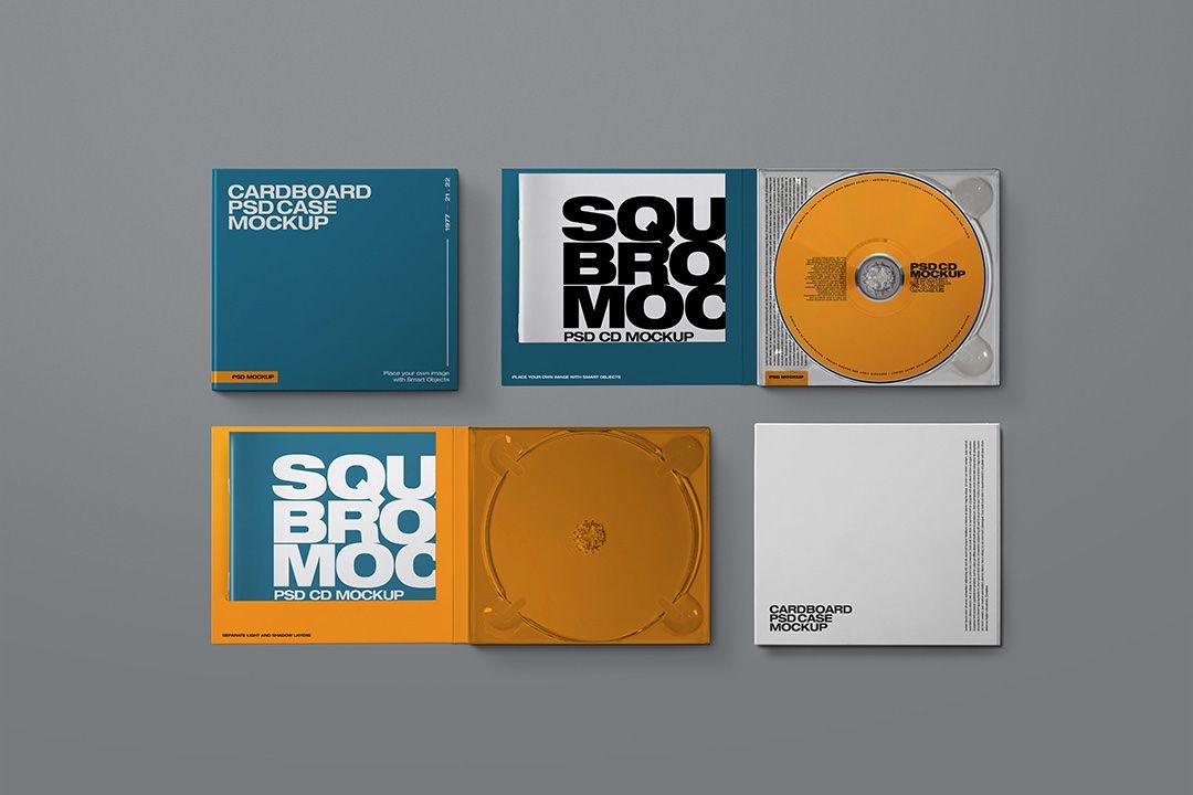 CD Case Mockup - Cardboard Edition & Booklet (5 Objects) — image 1