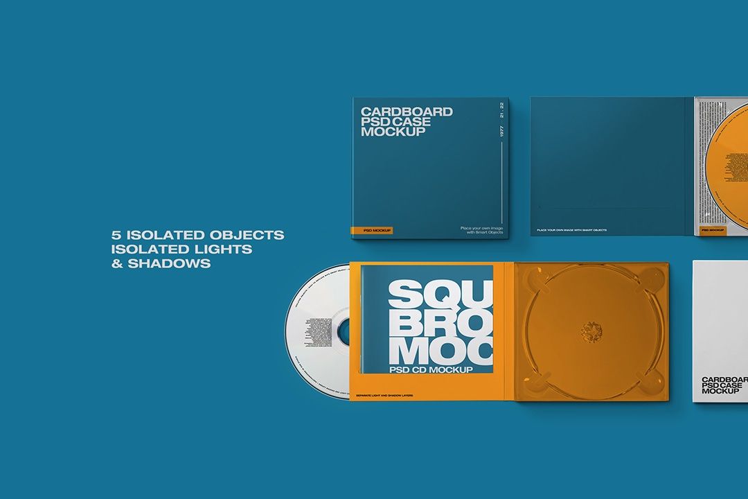 CD Case Mockup - Cardboard Edition & Booklet (5 Objects) — image 2